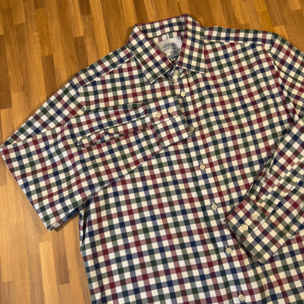 Charles Tyrwhitt Slim Fit Check Shirt Mens 17/35 Multi Color Gingham Cotton